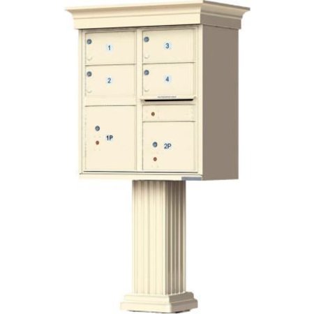 FLORENCE MFG CO Vital Cluster Box Unit w/Vogue Classic Accessories, 4 Mailboxes & 2 Parcel Lockers, Sandstone 1570-4T5VSDAF